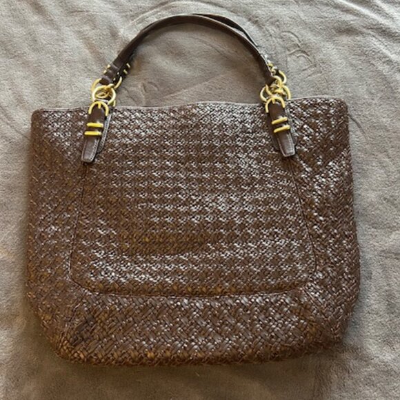 Vintage Woven Leather Coach Hobo Tote - Picture 4 of 7